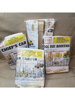 Home Depot Kids Workshop Building Kit Bundle Lot of 4 Vehicles Car Crane Bus DIY